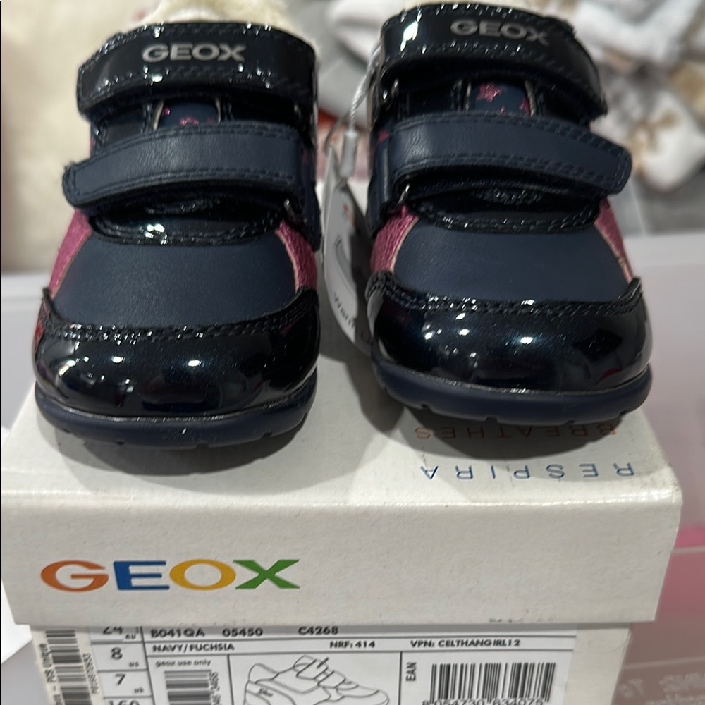Geox Blue and Pink Sneakers with Velcro Straps